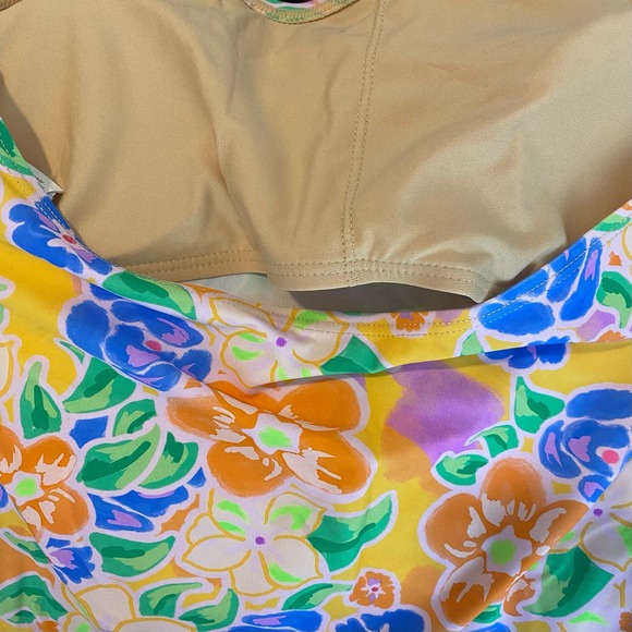 Princess Polly Swim Floral Strapless Beach Cover Up Mini Dress Pink Blue Sz2 New - Picture 4 of 6